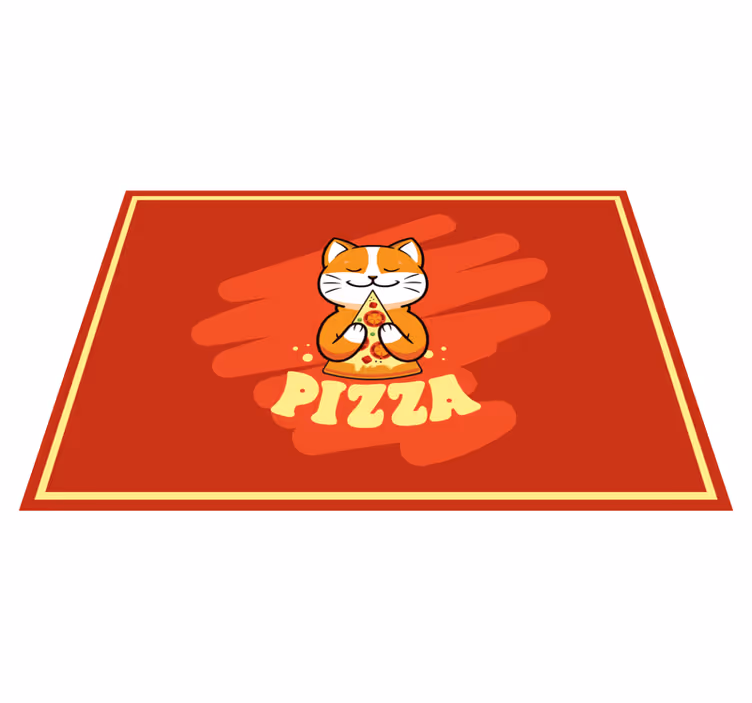 Tapis vinyle cuisine chat mignon avec une pizza - TenStickers