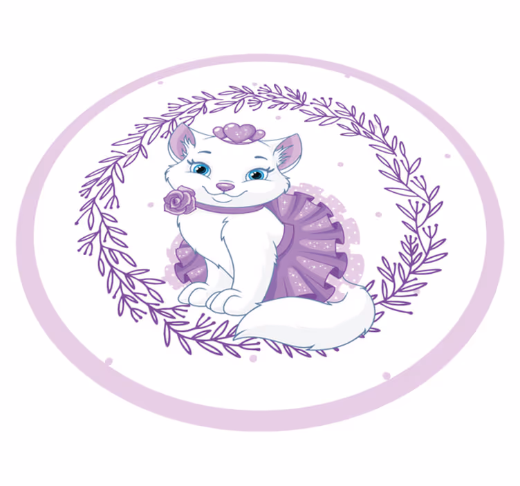 Tapis vinyle bébé chaton floral violet - TenStickers