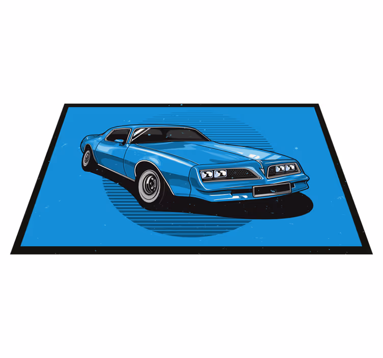 Tapis vinyle bleu voiture bleue classique - TenStickers