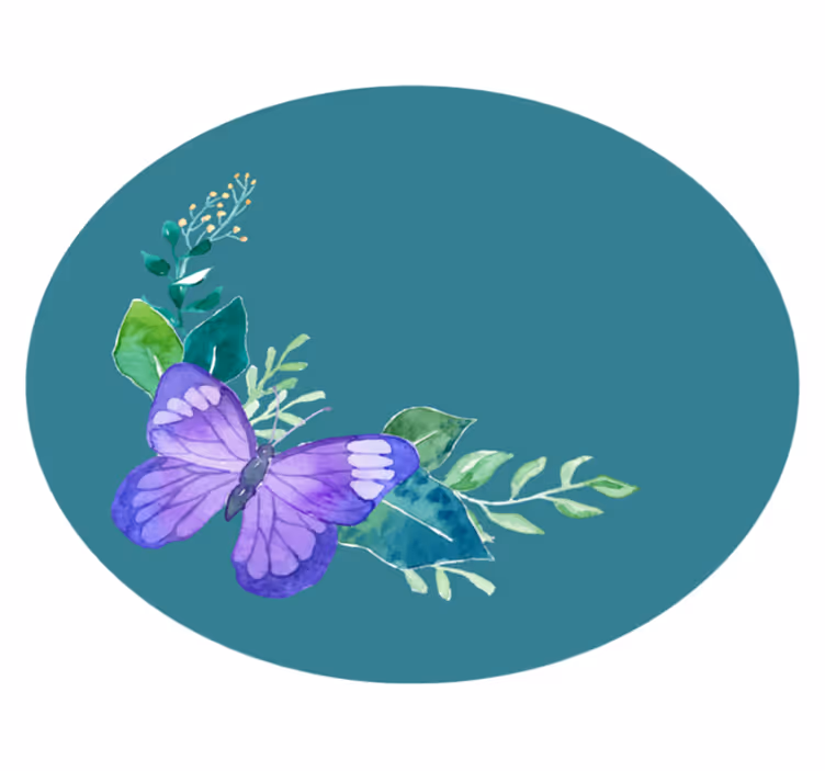 Tapis vinyle plantes motif botanique de papillon - TenStickers