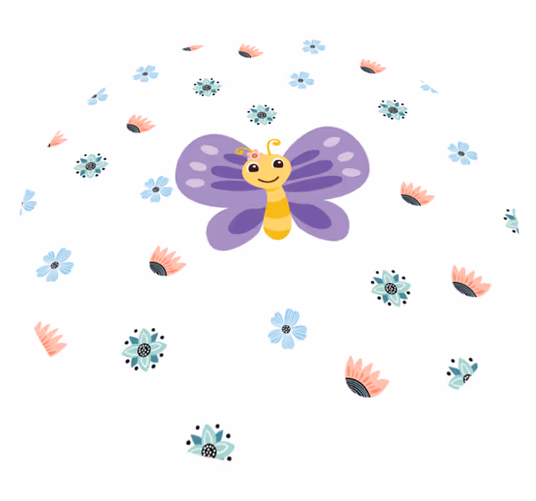 Tapis vinyle pour enfants motif papillon violet - TenStickers