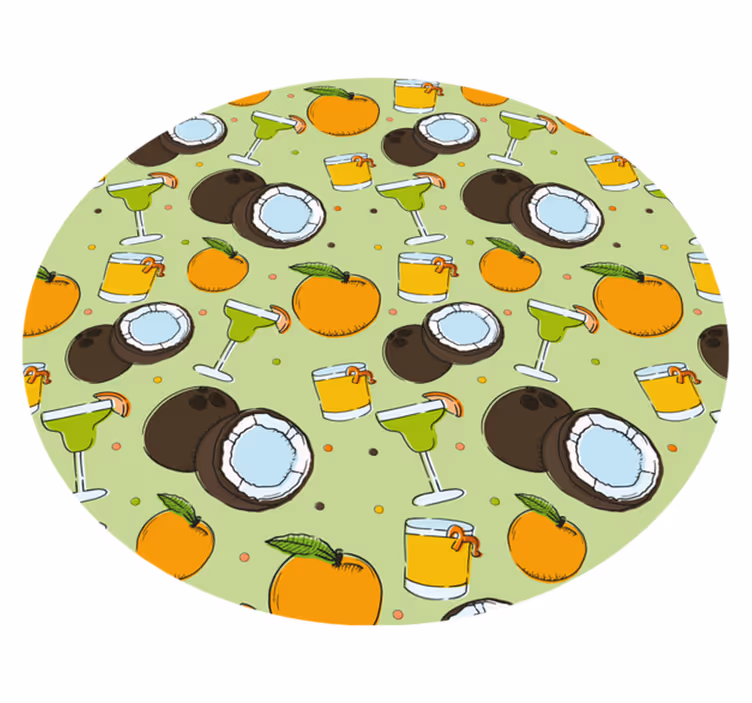 Tapis vinyle rond cocktail de noix de coco amusant - TenStickers