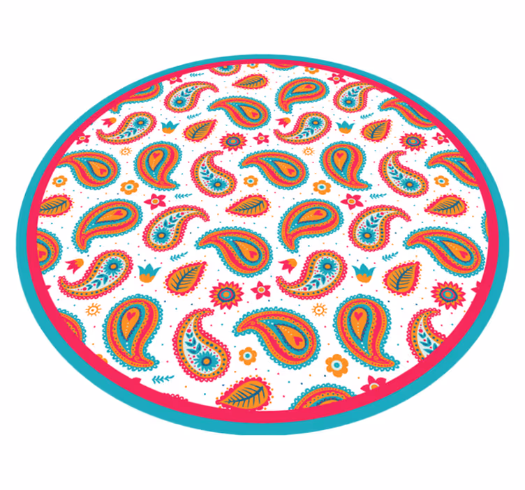 Tapis vinyle éthnique motif cachemire vibrant - TenStickers