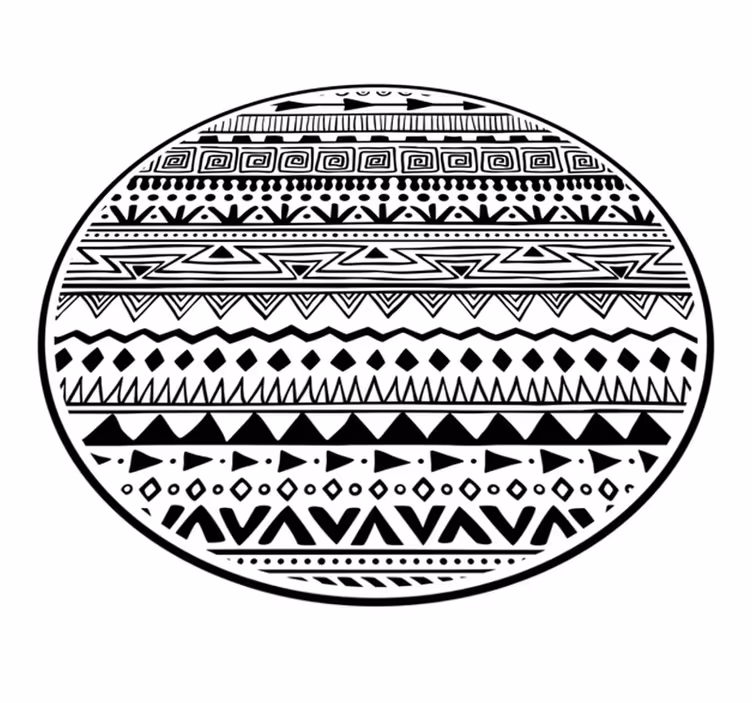 Tapis vinyle éthnique motifs noirs et blancs - TenStickers
