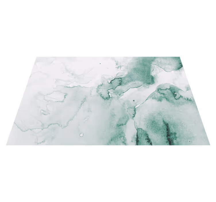 Tapis vinyle salle de bain moderne aquarelle blanc et vert - TenStickers