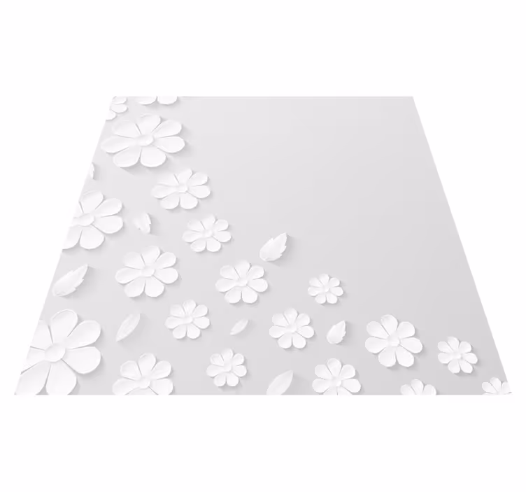 Tapis vinyle blanc fond fleur de papier - TenStickers
