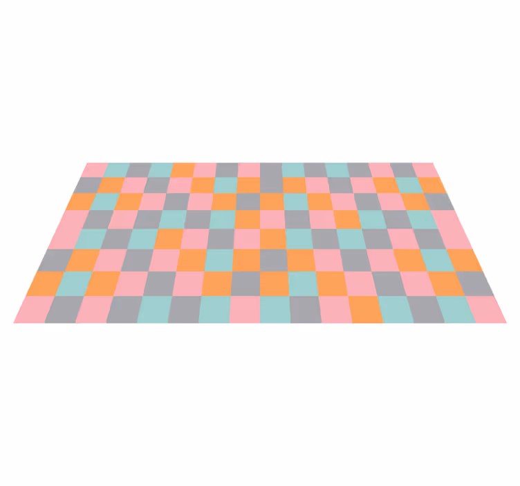 Tapis vinyle géométrique damier coloré - TenStickers