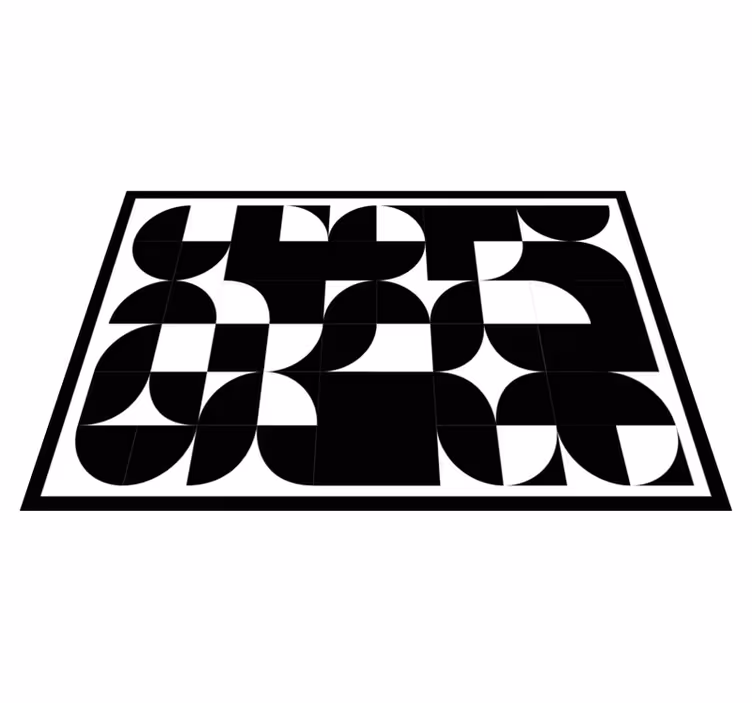 Tapis vinyle géométrique formes noires courbes - TenStickers