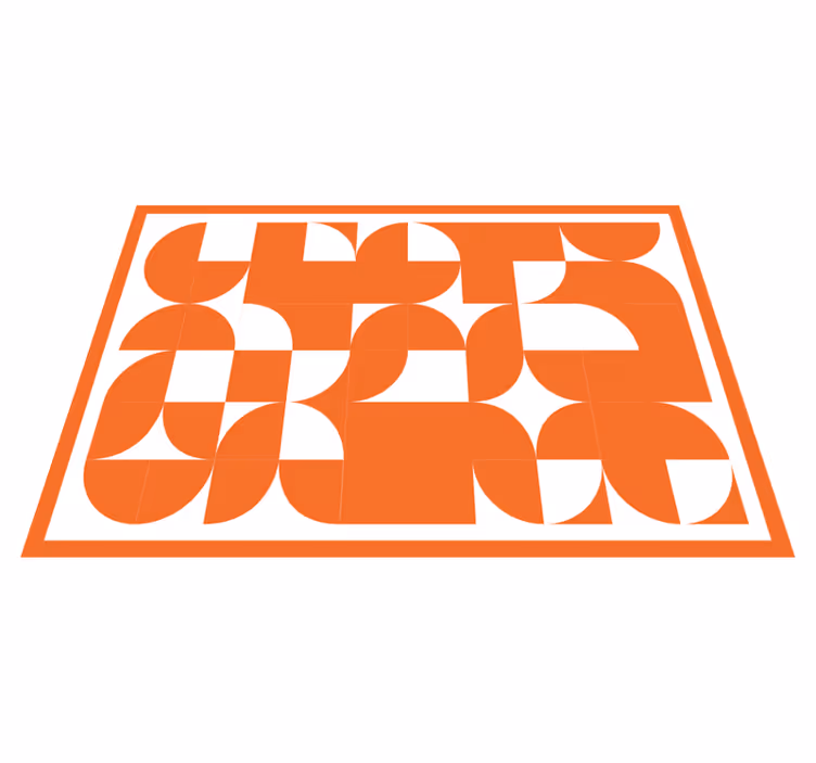 Tapis vinyle salle de bain art géométrique orange - TenStickers