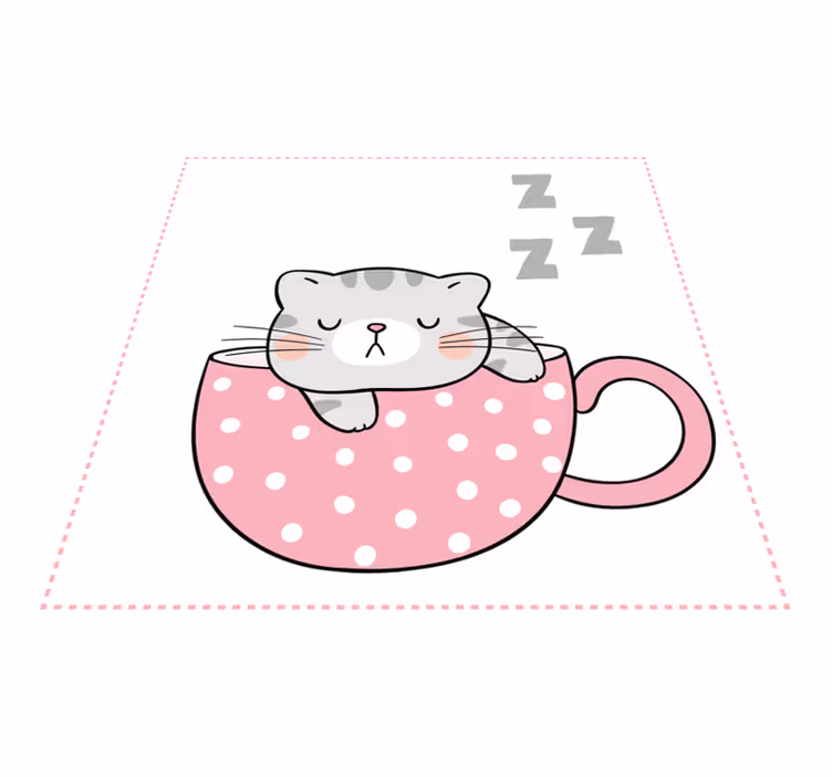 Tapis vinyle pour enfants tasse de chat endormi - TenStickers