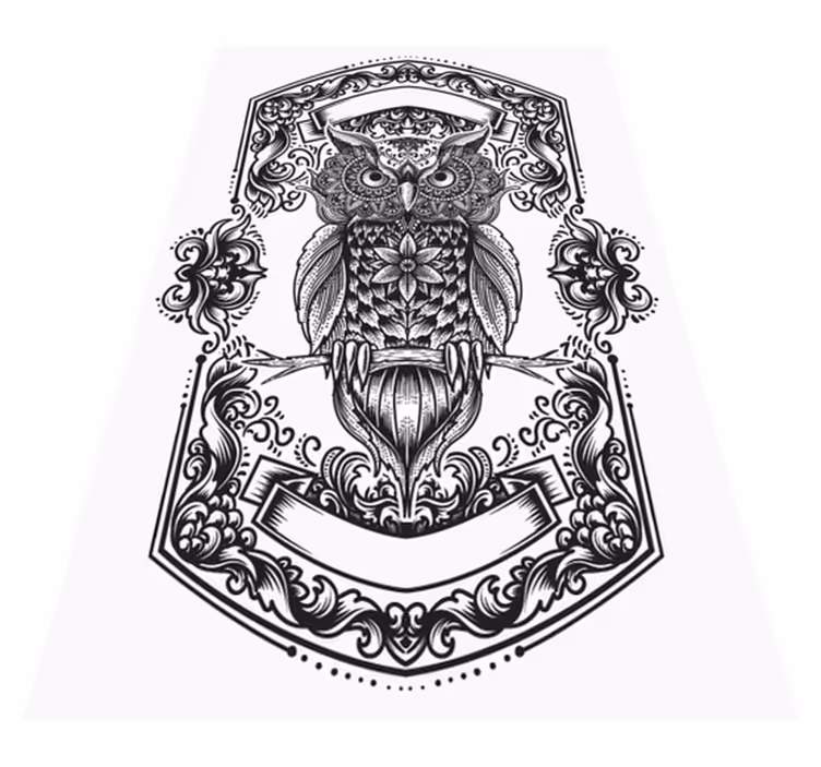 Tapis vinyle mandala motif de hibou complexe - TenStickers
