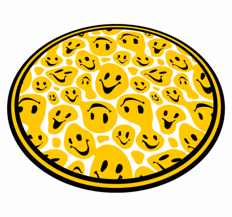Tapis vinyle rond collection de visages heureux - TenStickers