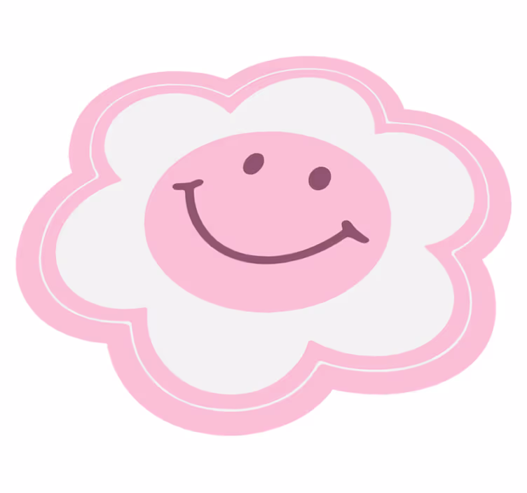 Tapis vinyle chambre Smiley rose et blanc fleur - TenStickers