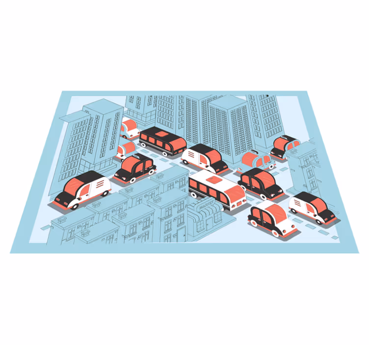 Tapis vinyle route scène de circulation urbaine - TenStickers