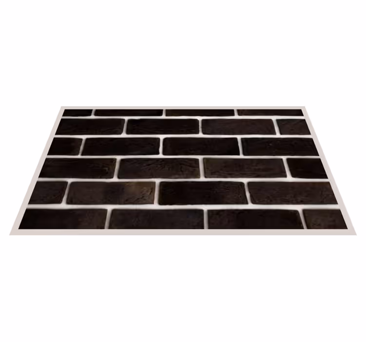 Tapis vinyle pierre motif de briques noires - TenStickers