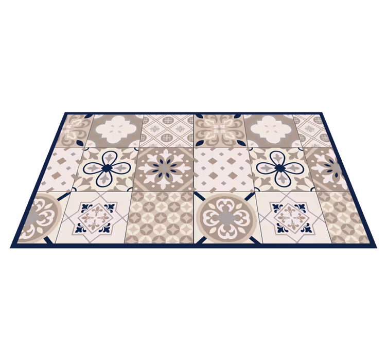 Tapis de cuisine carreaux de ciment beige vintage - TenStickers