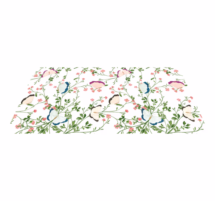 Tapis vinyle plantes motif papillon - TenStickers