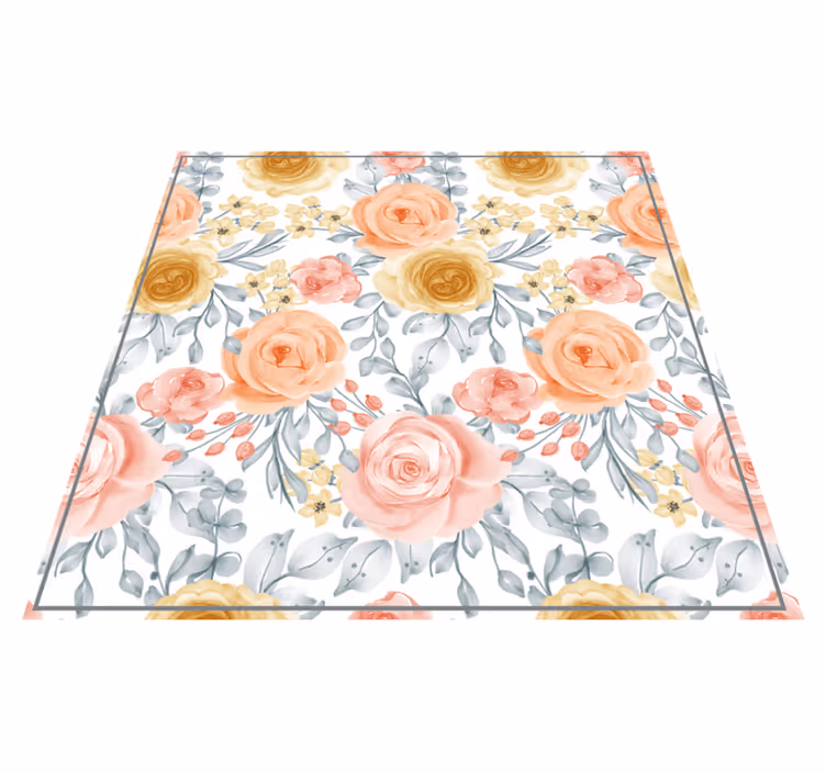 Tapis vinyle plantes nuances de rose floral - TenStickers