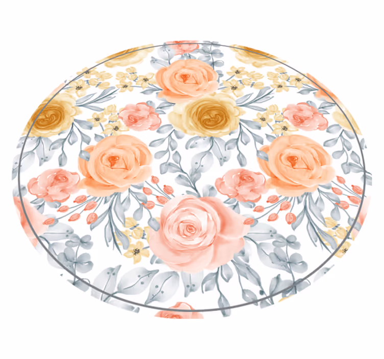 Tapis vinyle rond motifs botaniques florissants - TenStickers