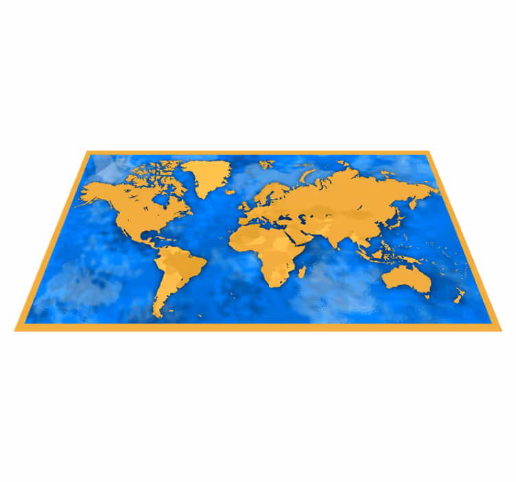 Tapis vinyle carte du monde dorée et bleue - TenStickers