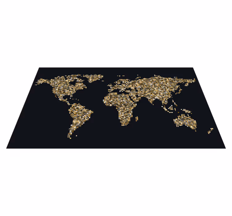 Tapis vinyle carte du monde Noir et or moderne - TenStickers