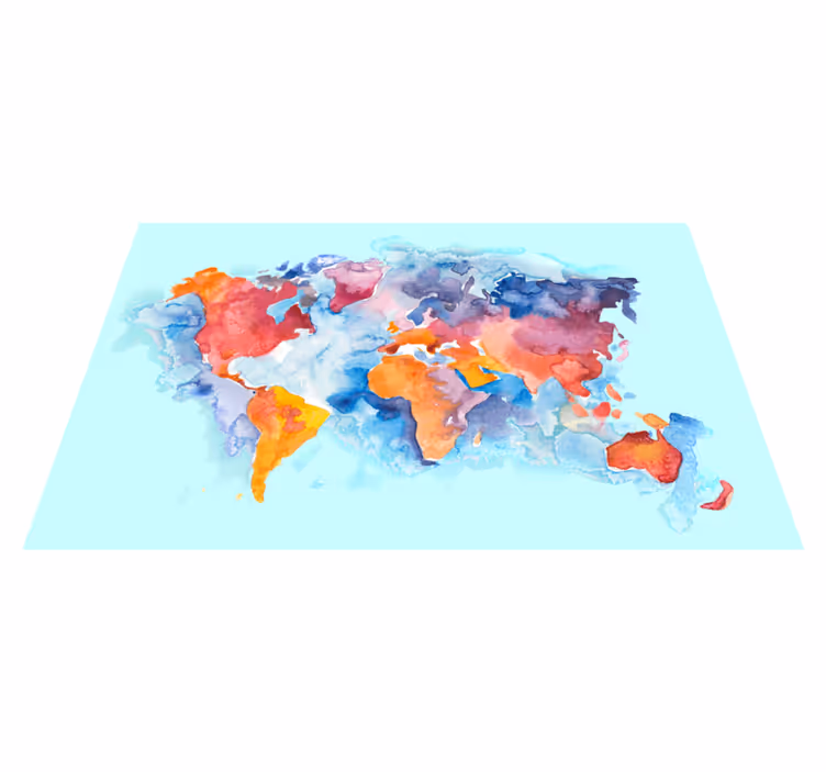 Tapis vinyle carte du monde carte mondiale en couleurs - TenStickers