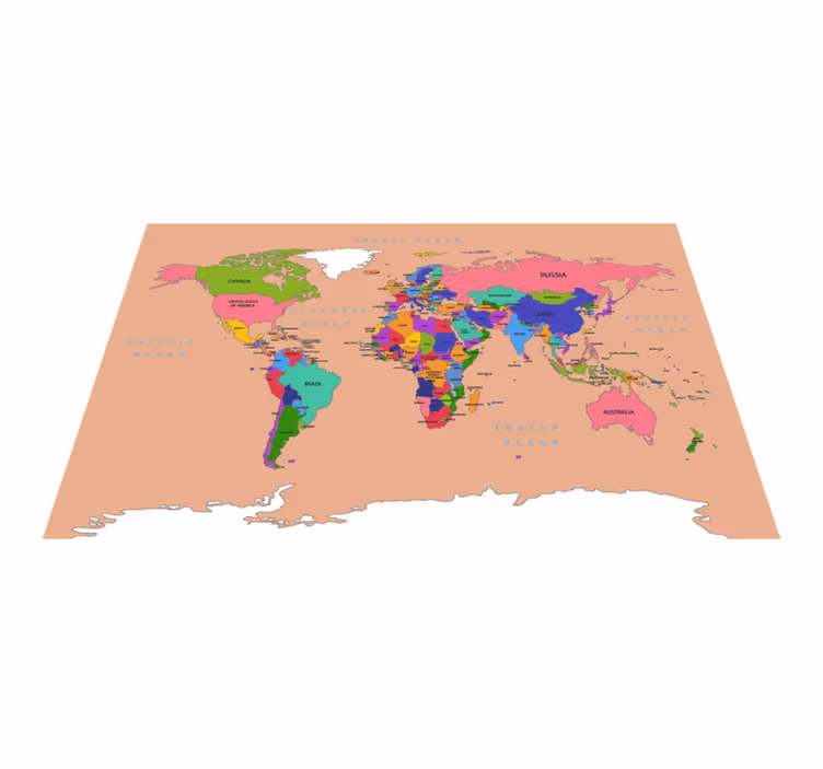 Tapis vinyle carte du monde beige clair - TenStickers
