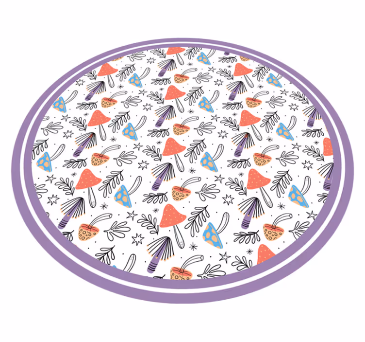 Tapis vinyle nature pousses de champignons colorés - TenStickers