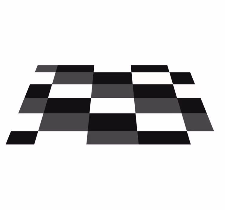 Tapis vinyle géométrique damier noir et blanc - TenStickers
