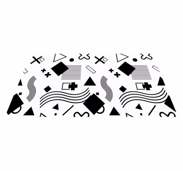 Tapis vinyle géométrique motifs noirs - TenStickers