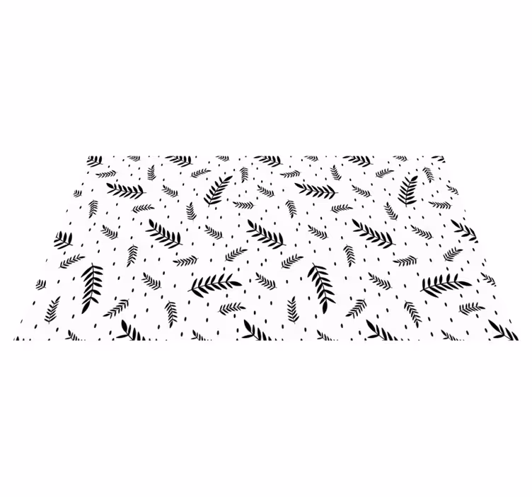 Tapis vinyle nature motif de feuilles noires - TenStickers