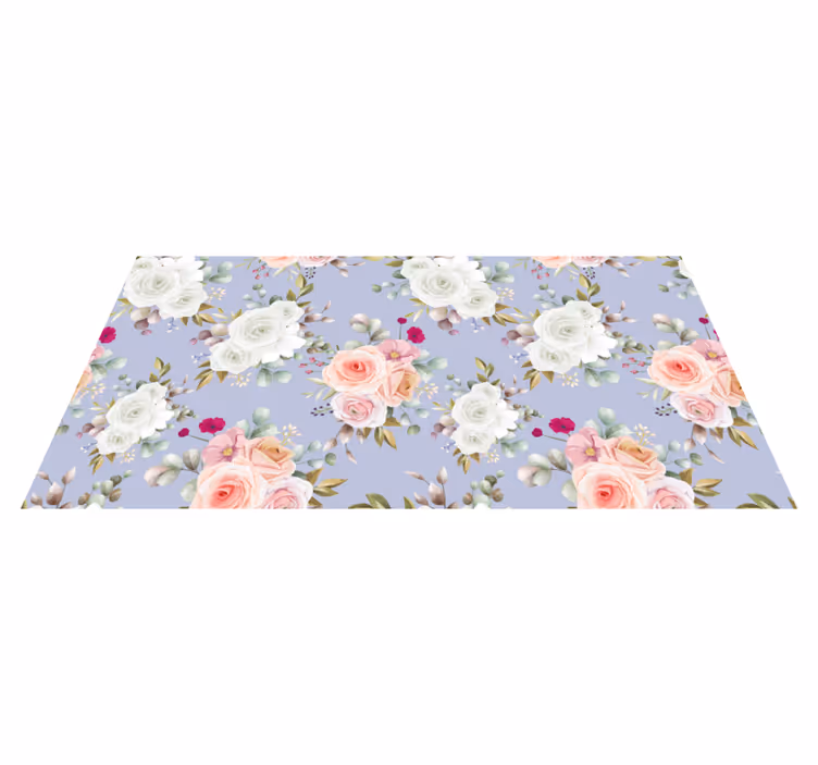 Tapis vinyle plantes motifs de roses élégants - TenStickers