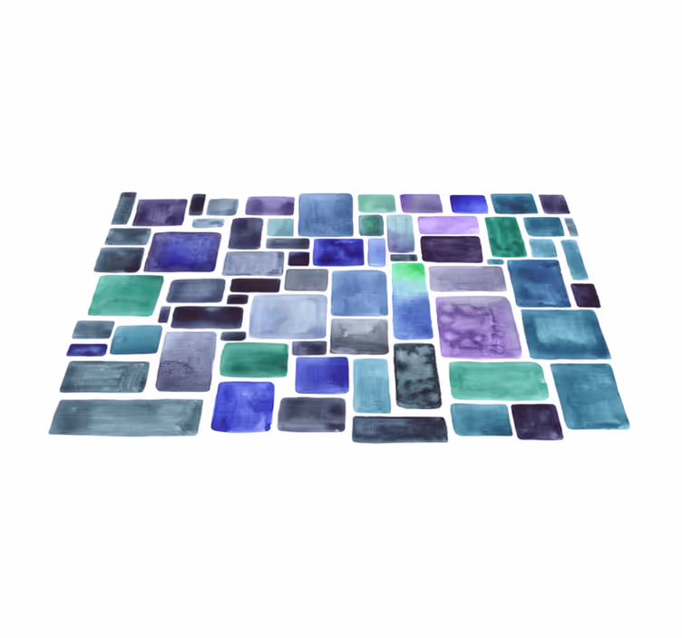 Tapis vinyle textures motif de blocs de nuances bleues - TenStickers