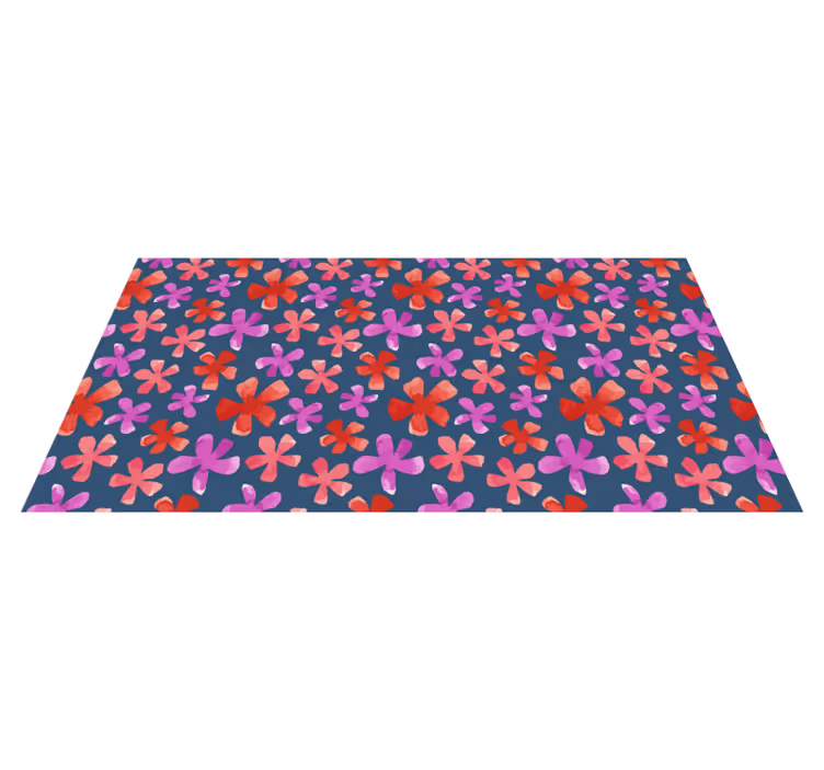 Tapis vinyle plantes motifs violets et rouges - TenStickers