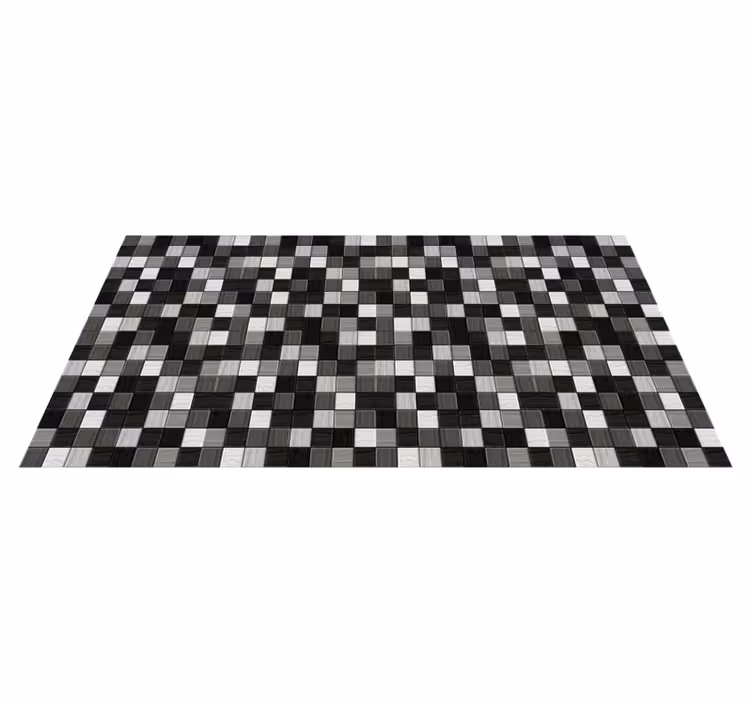 Tapis vinyle salle de bain carrés de nuances de gris - TenStickers