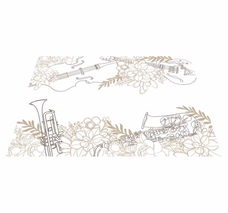 Tapis vinyle plantes composition florale musicale - TenStickers