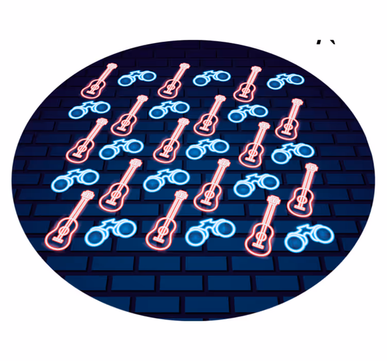 Tapis vinyle ado motifs musicaux au néon - TenStickers