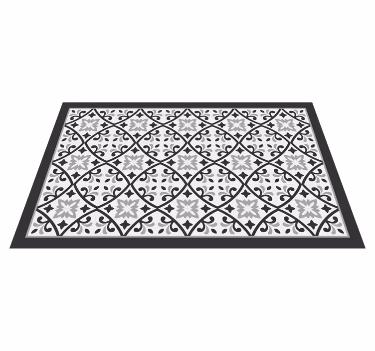 Tapis vinyle carreaux de ciment blanc et gris - TenStickers