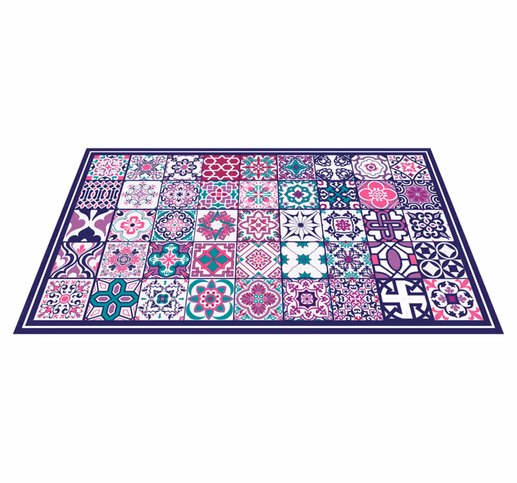 Tapis vinyle carreaux de ciment motifs de tuiles colorées - TenStickers