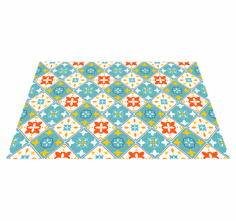Tapis vinyle carreaux de ciment style inspiré des plantes - TenStickers