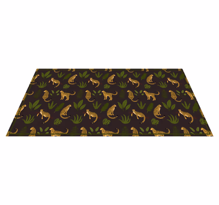 Tapis vinyle motif animal feuillage léopard - TenStickers