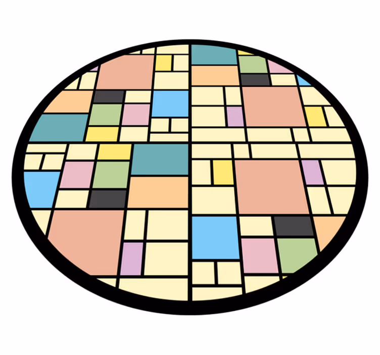 Tapis vinyle géométrique motif blocs colorés - TenStickers