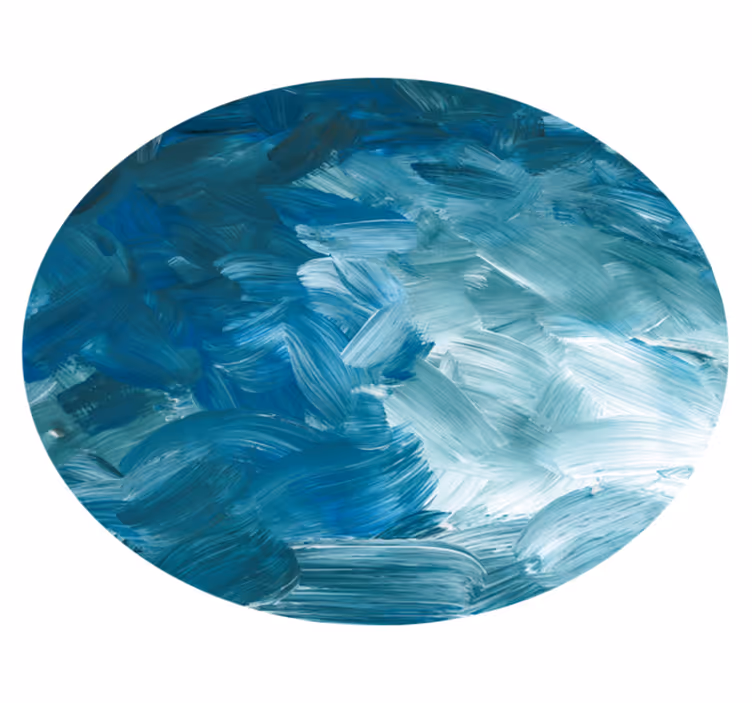 Tapis vinyle rond moderne coup de pinceau abstrait bleu - TenStickers