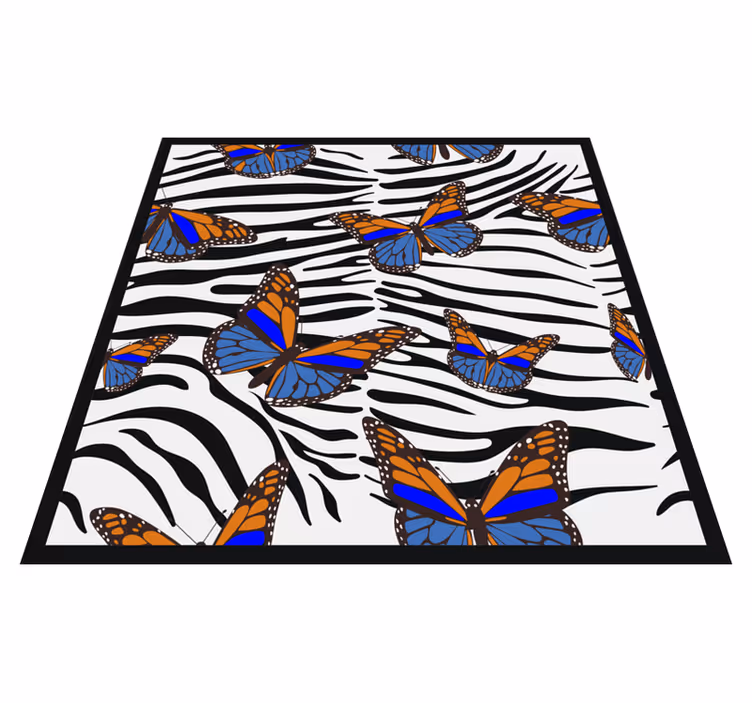Tapis vinyle motif animal Élément papillon zèbre - TenStickers