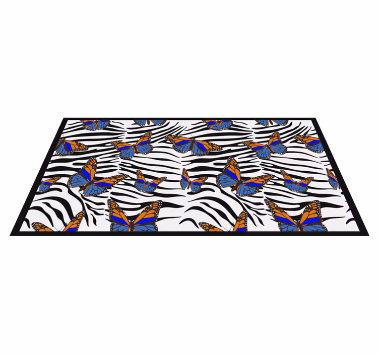 Tapis vinyle motif animal papillons sur zèbre - TenStickers