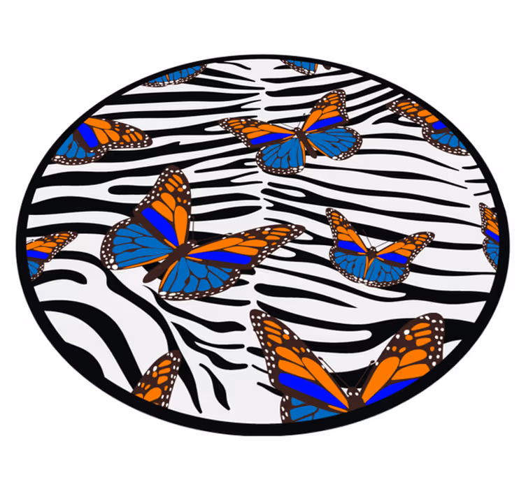 Tapis vinyle motif animal papillon zèbre rayures - TenStickers