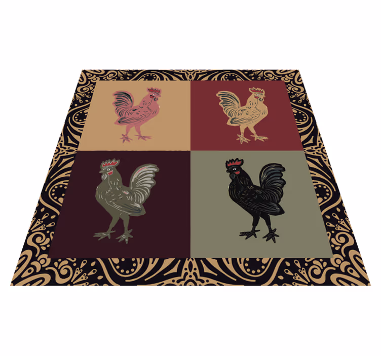 Tapis vinyle animal coq en carreaux classiques - TenStickers