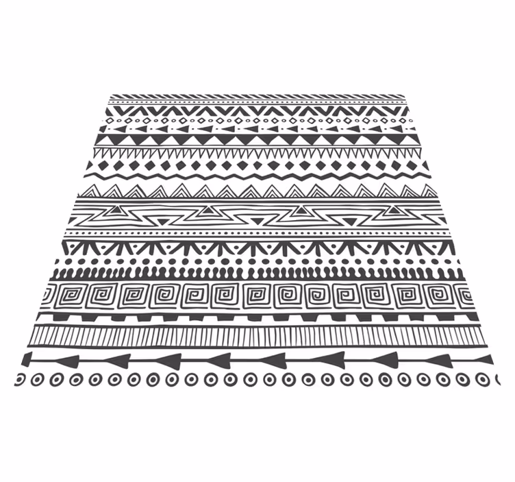 Tapis vinyle éthnique conception blanche et noire - TenStickers