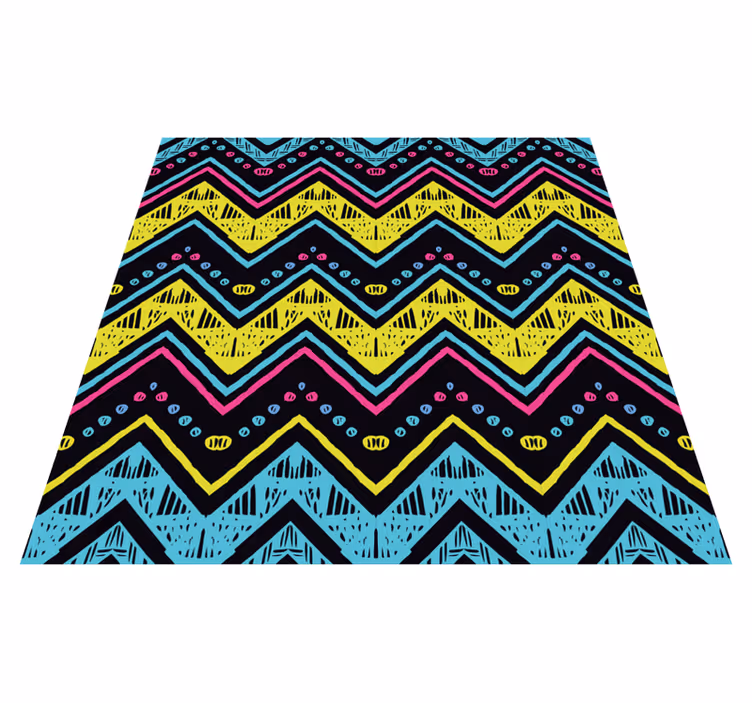 Tapis vinyle géométrique motif à chevrons vibrant - TenStickers