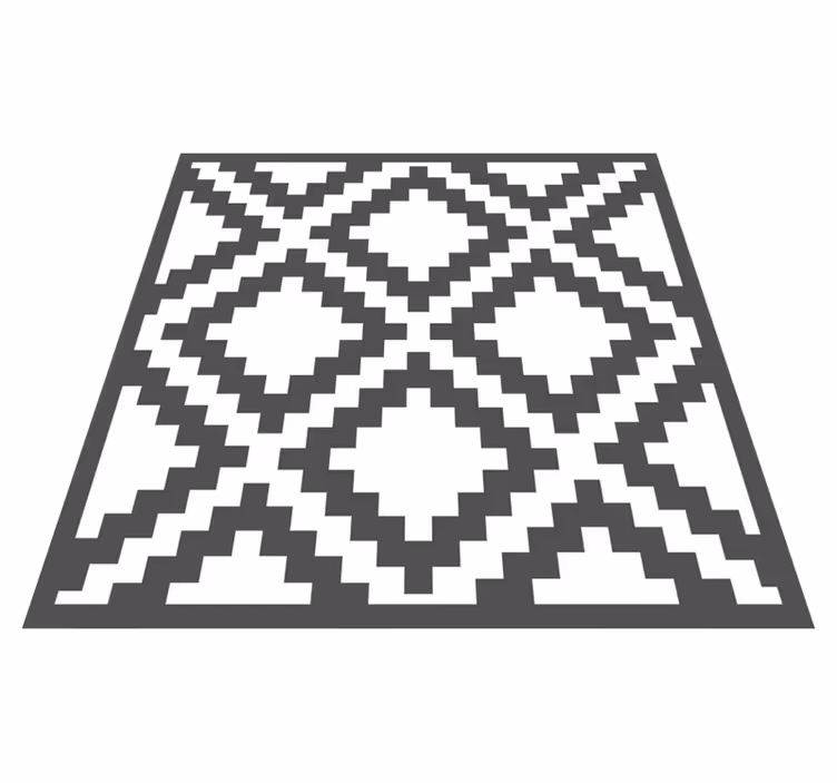 Tapis vinyle géométrique motif diamant noir - TenStickers